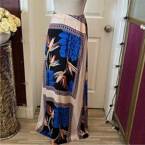 Cher Floral Maxi Skirt with Blue and Black Accents, S